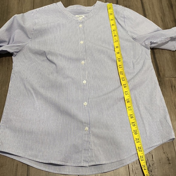 J crew striped button‎ up shirt collarless - Picture 8 of 8